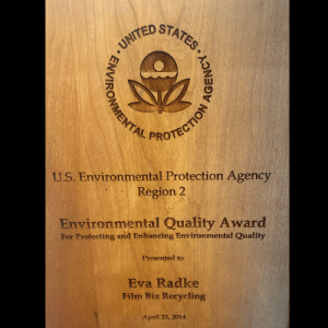 EPA Award to Eva Radke for and Film Biz Recycling.