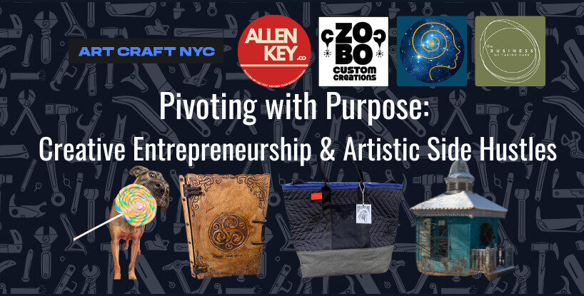 Creative Entrepreneurship and Artistic Ventures Featured Image with logos and products of Freelancers career pivots