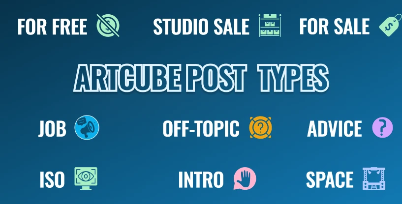 ArtCube post types: sale, advice, job, space, intro.