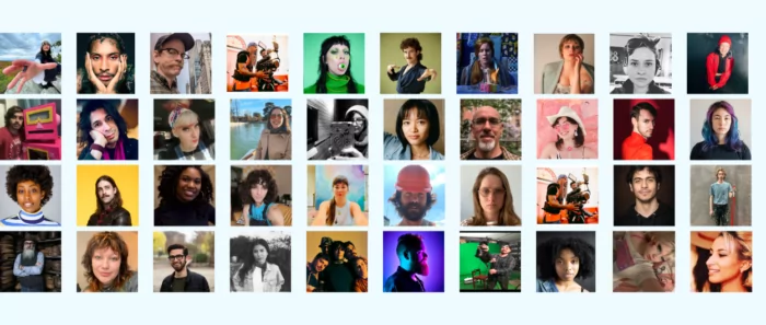 Diverse group of people, portraits collage for accessibility.